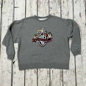 Vintage 1990s Warner Bros Looney Tunes Cartoon Gray Stitched Sweatshirt